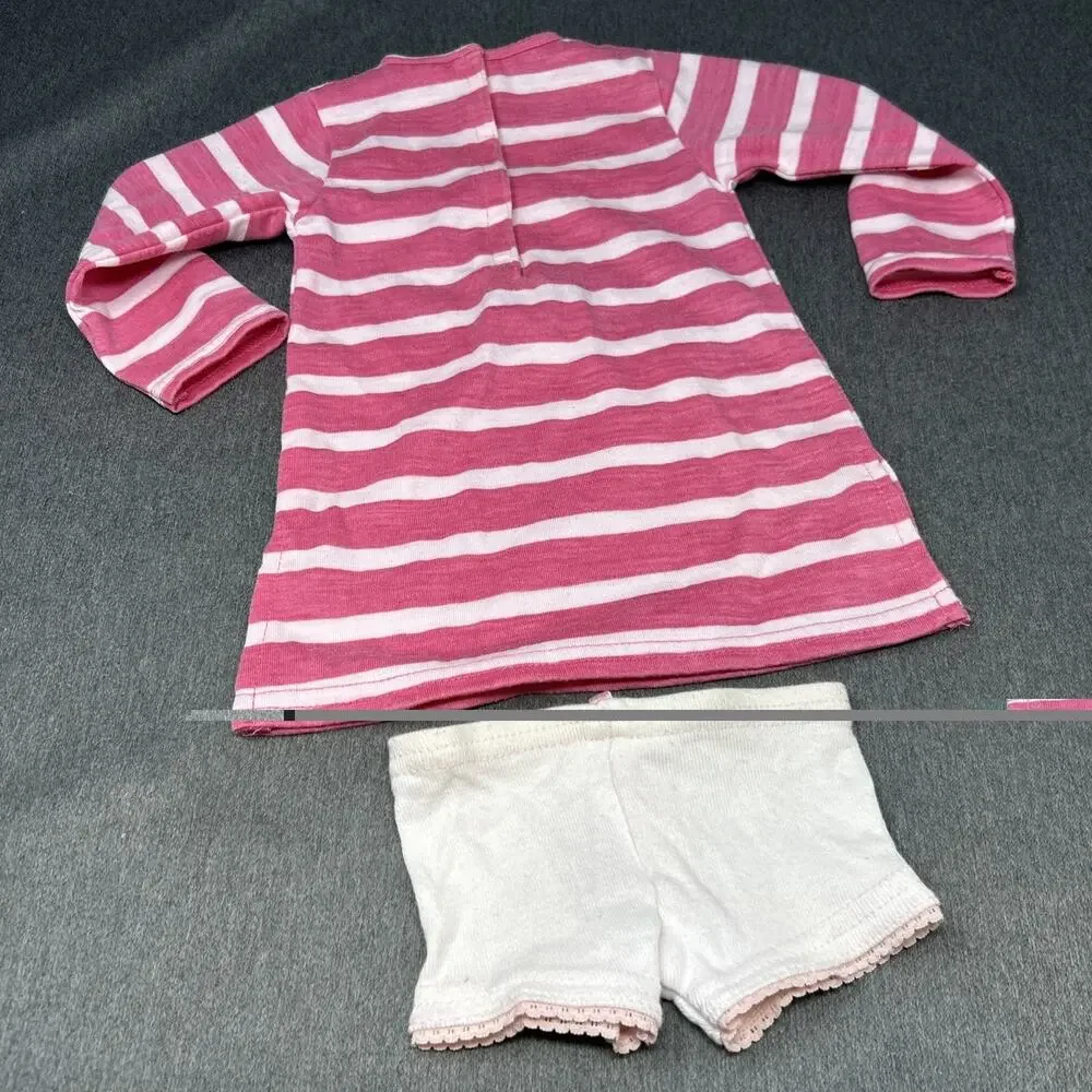 My Twinn Doll Pajamas Set Pink White Striped Hearts Top Shorts DX-677